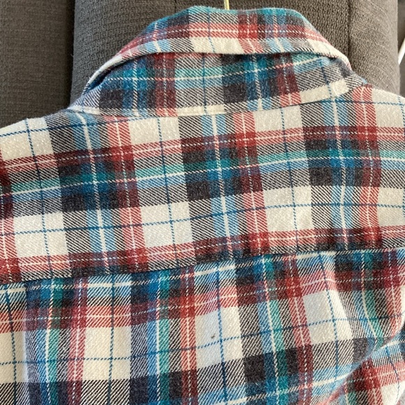 Sears Roebuck and Co. Flannel Shirt L Tall Button Down Single Needle Tailoring - Picture 8 of 8